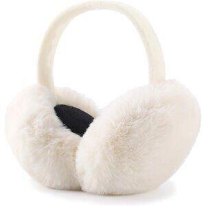 Women's Ear muffs Faux Fur Warm Earmuffs Cute Foldable Outdoor Ear Warmers White